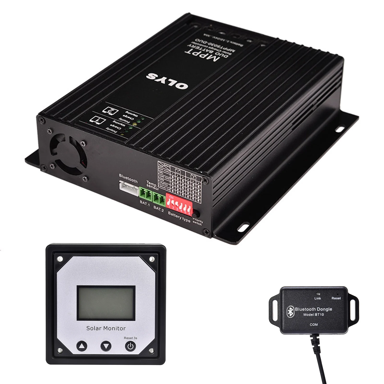 12V/24V Bluetooth MPPT Solar Charge And Discharge Controller 30A Auto Dual Battery Charger Solar Charging Controller