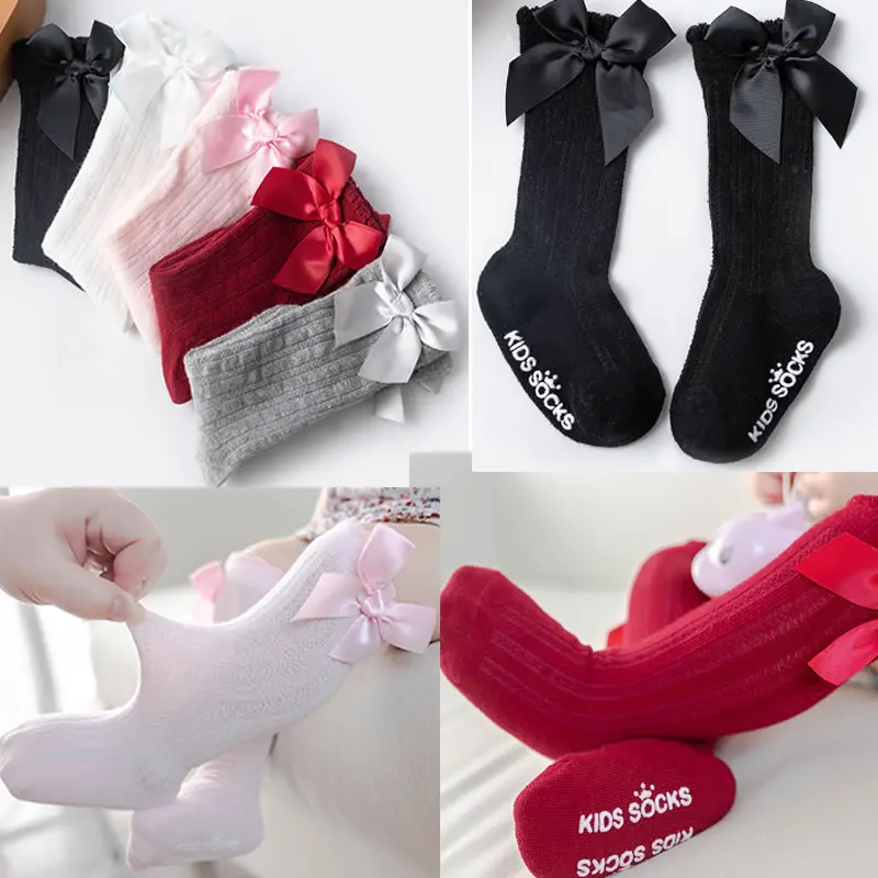 

Girl Bow Leg Warmers Children's Non-Slip Stockings Bowknet Princess Girl Knee High Legwarm Girls' Cute Priness Baby Stocking