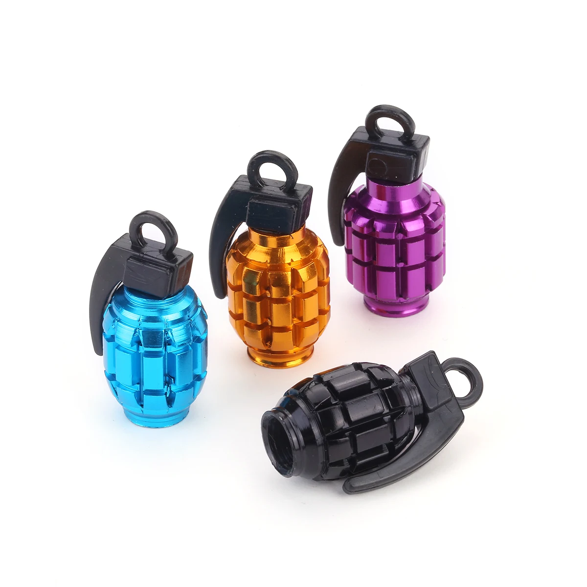 4Pcs/Lot Car Truck Motorcycle Accessories Bike Valve Cap Grenade Design Aluminum Alloy Car Tire Wheel Valve Stem Caps