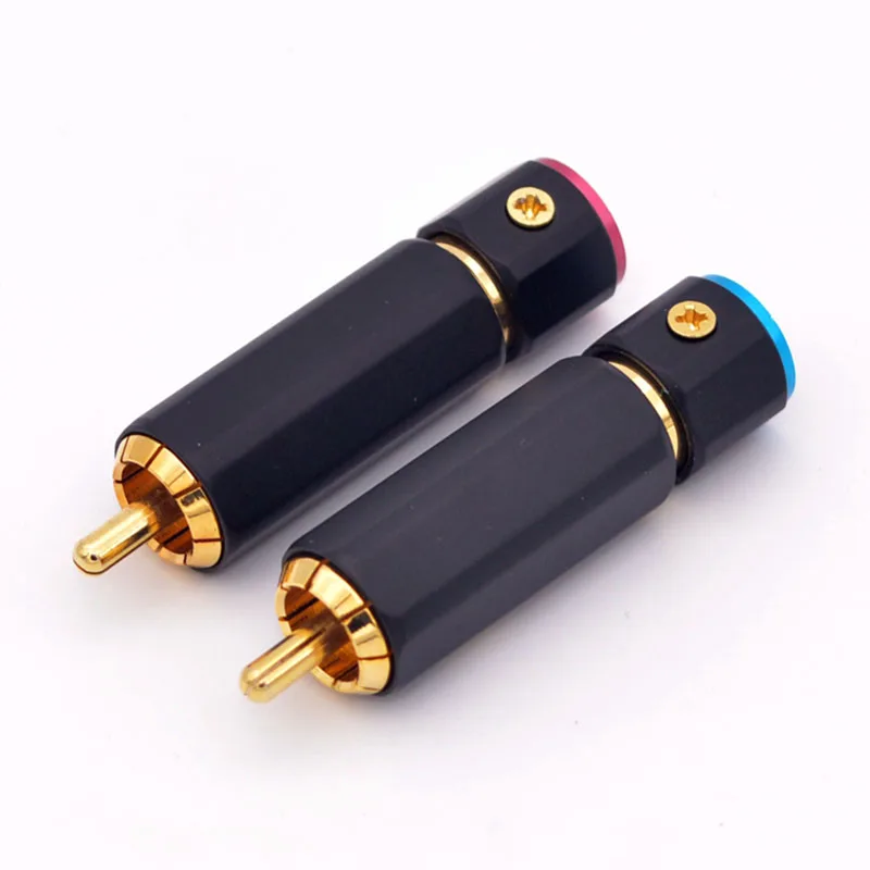 

4pcs High quality lotus plug, power amplifier audio gold-plated lock-free welding rca signal cable DIY welding-free AV connector