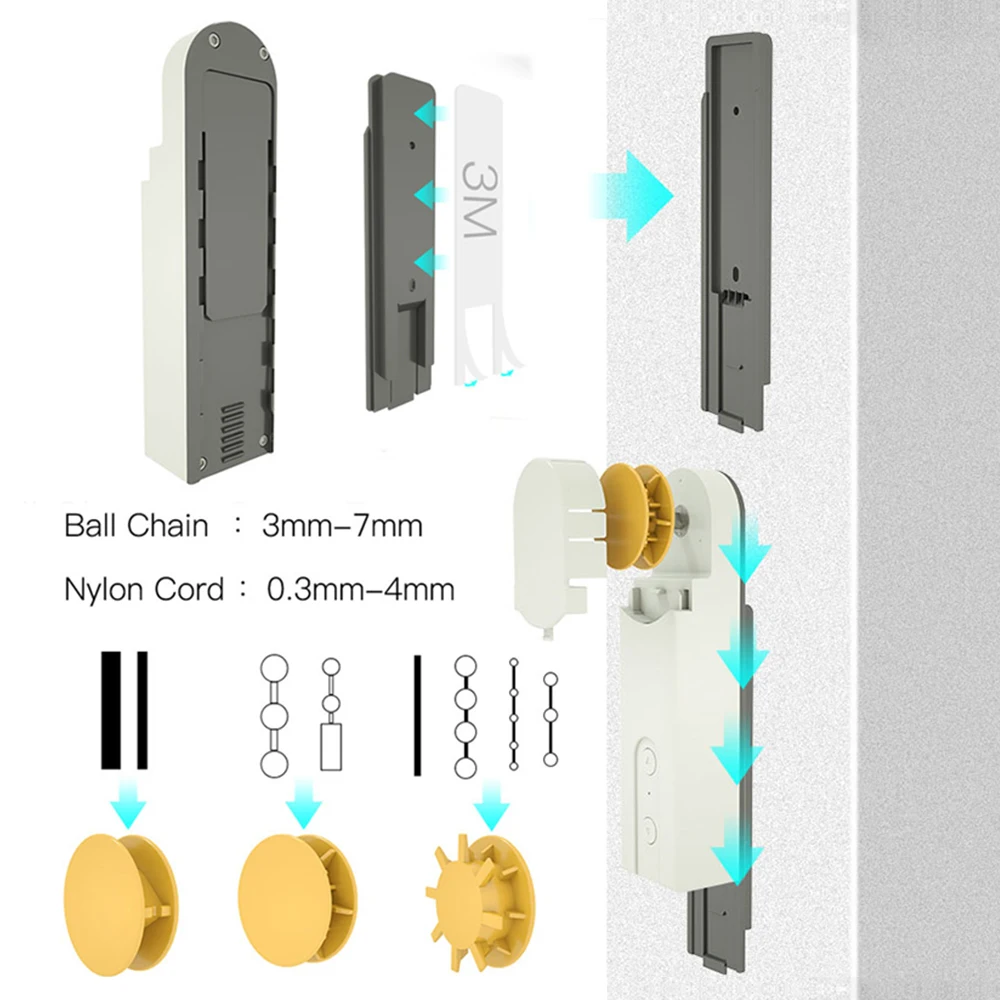 Smart Motorized Chain Roller Blinds Drive Motor, DIY Powered by Solar Panel and Charger Build-in Bluetooth APP Control