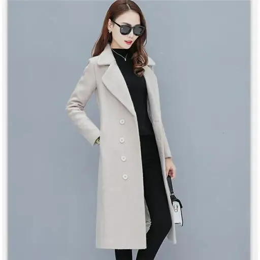 Fashion women\'s woolen coat women\'s long section new winter wear thick woolen coat professional women\'s Slim fit Wild Ms coat