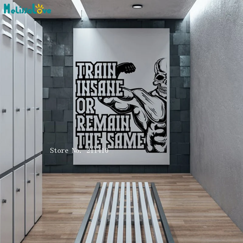 Train Insane Or Remain The Same GYM Motivation Wall Stickers Fitness Expert Vinyl Encouraging Quote Poster Removable YT6497