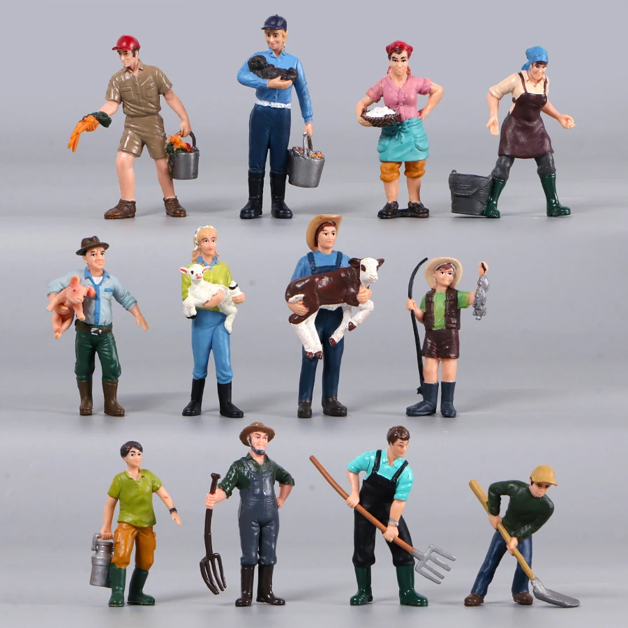 New Farmer People Model Simulation Farm Staff Feeder Veterinary Worker Action Figures Figurines Model Educational Kids Toys