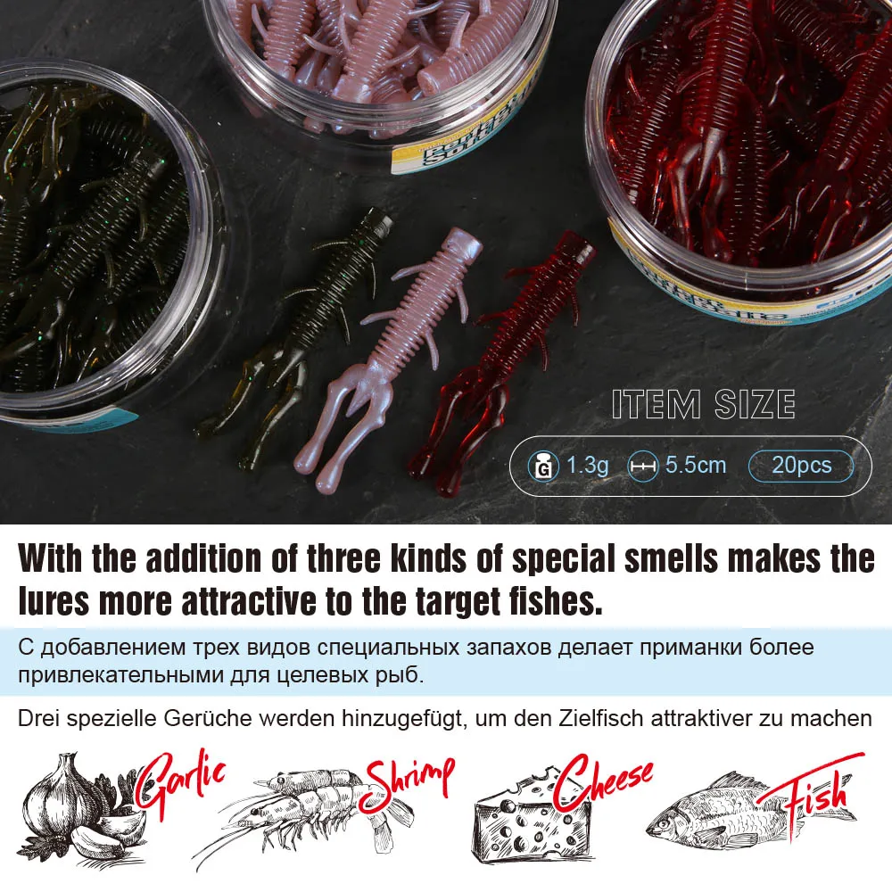 FSTK TPR Soft Bass Bait 55mm 1.3g 20pcs/jar Soft Shrimp Fishing Lure Pesca Lsca Artificial Wobblers Attractive Fish Soft Worm image 5