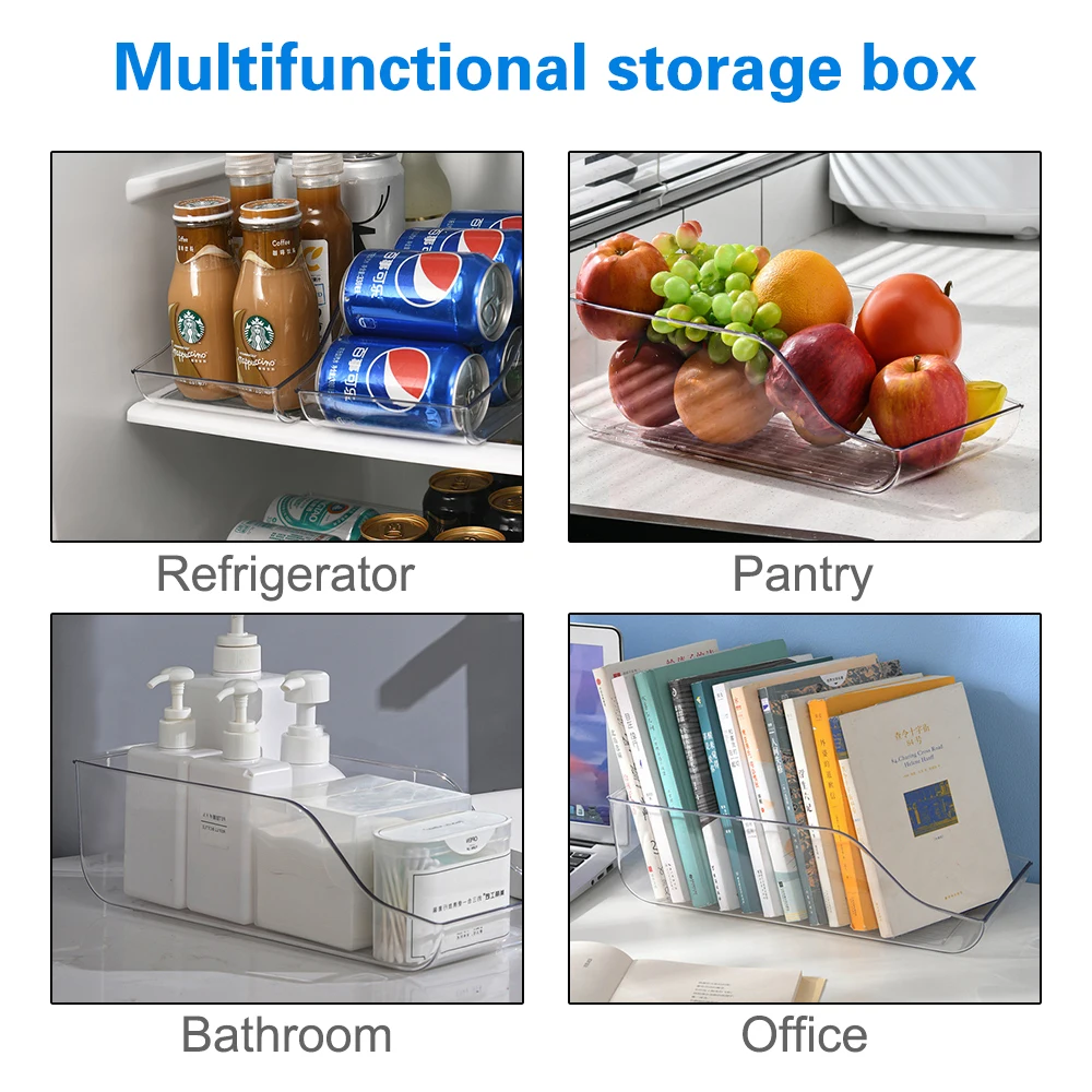 Beverage Can Dispenser For Pantry Freezer Fridge Storage Bin Container Clear Refrigerator Drawer Organizer