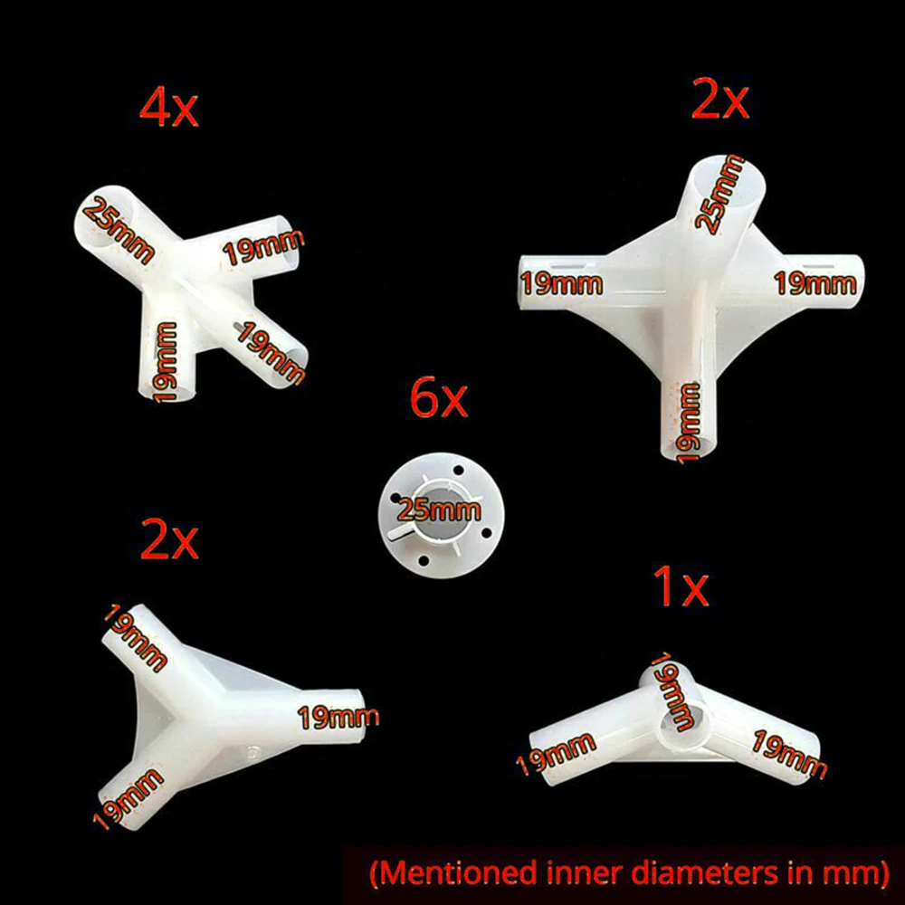 Piezas de repuesto de plástico para toldo Gazebo de 3x6m, conector central de esquina de 25/19mm, herramienta para acampar al aire libre, 15 unidades