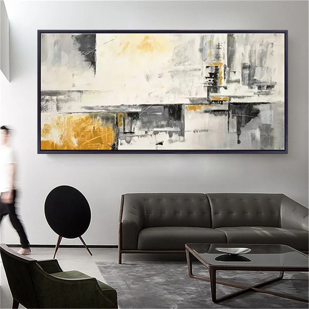 

100% Hand-Painted Abstract Oil Painting Black And White Modern Salon Mural Canvas Picture Home Wall Art Living Room Decoration