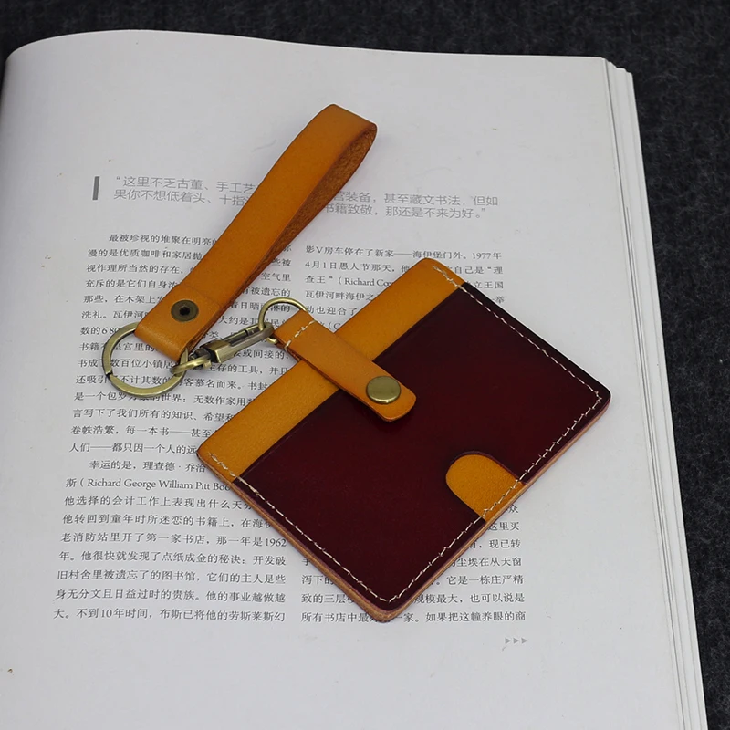 Identity Badge Holder For Office Work Vegetable Tanned Leather Luxury Tag With Keychain Cowhide Bus ID Card Holders