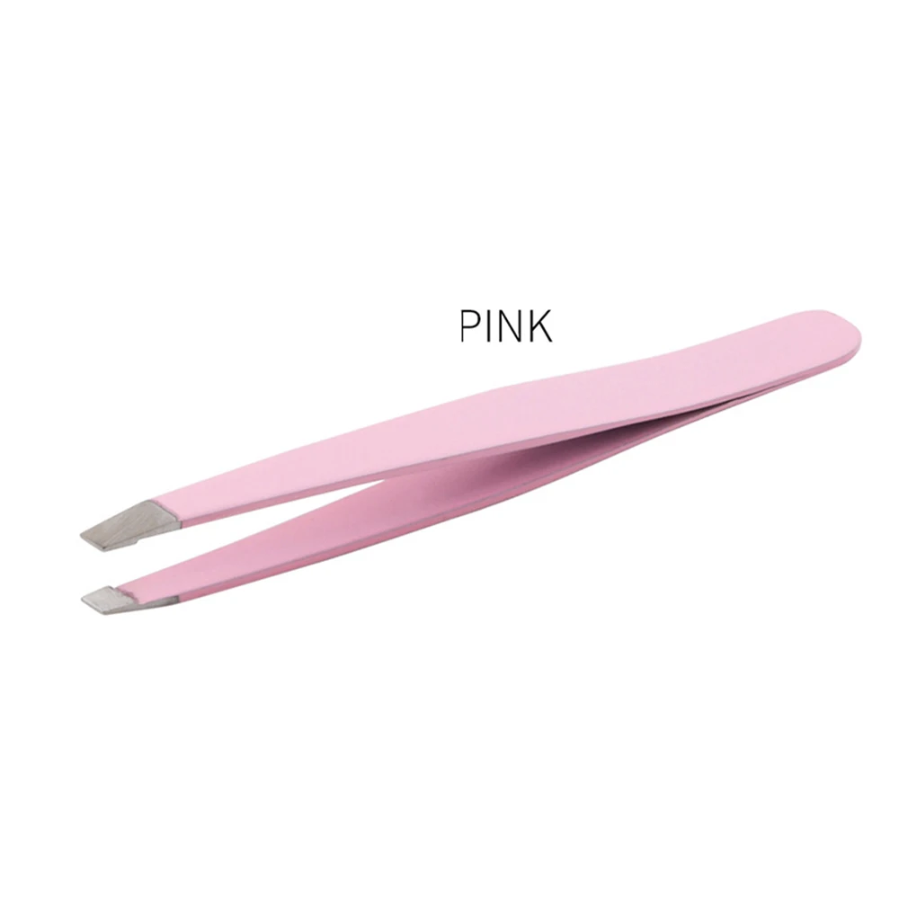 1pc Professional Slant Tip Eyebrow Tweezer High-Quality Stainless Steel Hair Removal Tool Non-Slip Tweezer Makeup Accessory