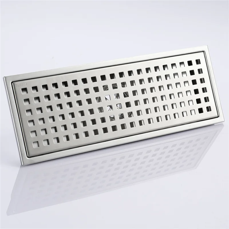 1PC 304 Stainless Steel Floor Drain Bathroom Odor-Proof Floor Drain Insect-Proof and Anti-Return Long Floor Drain 11*30CM