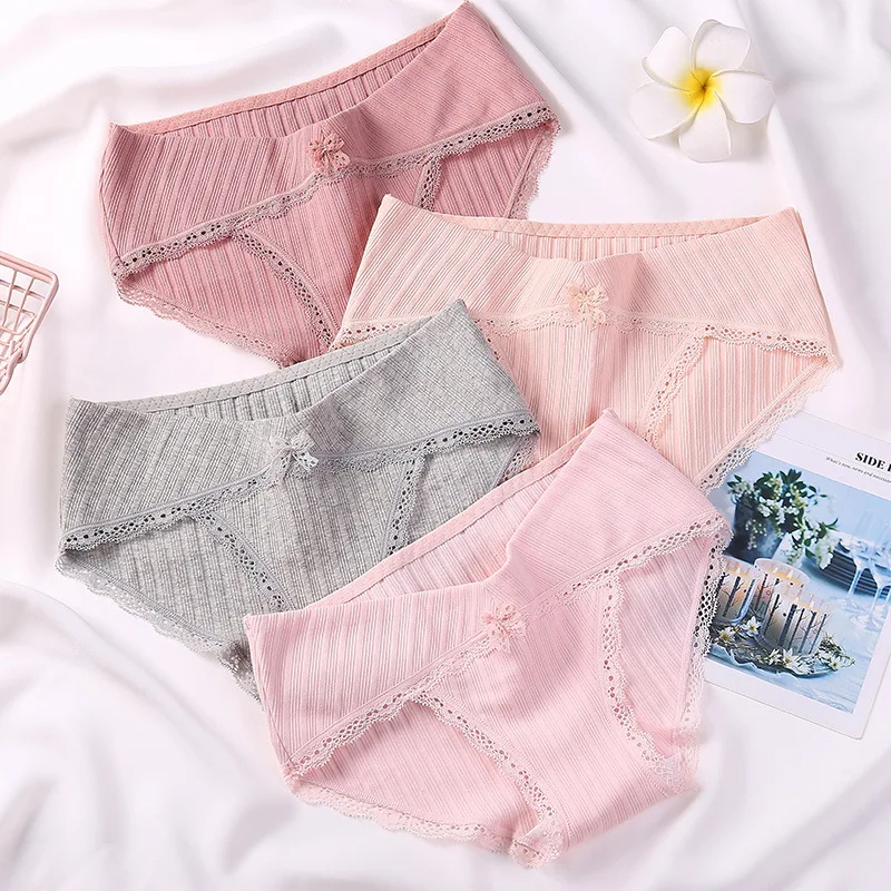 

Хлопковые трусики для беременных, кружевное нижнее белье с низкой талией для беременных, удобные трусы для беременных для беременных