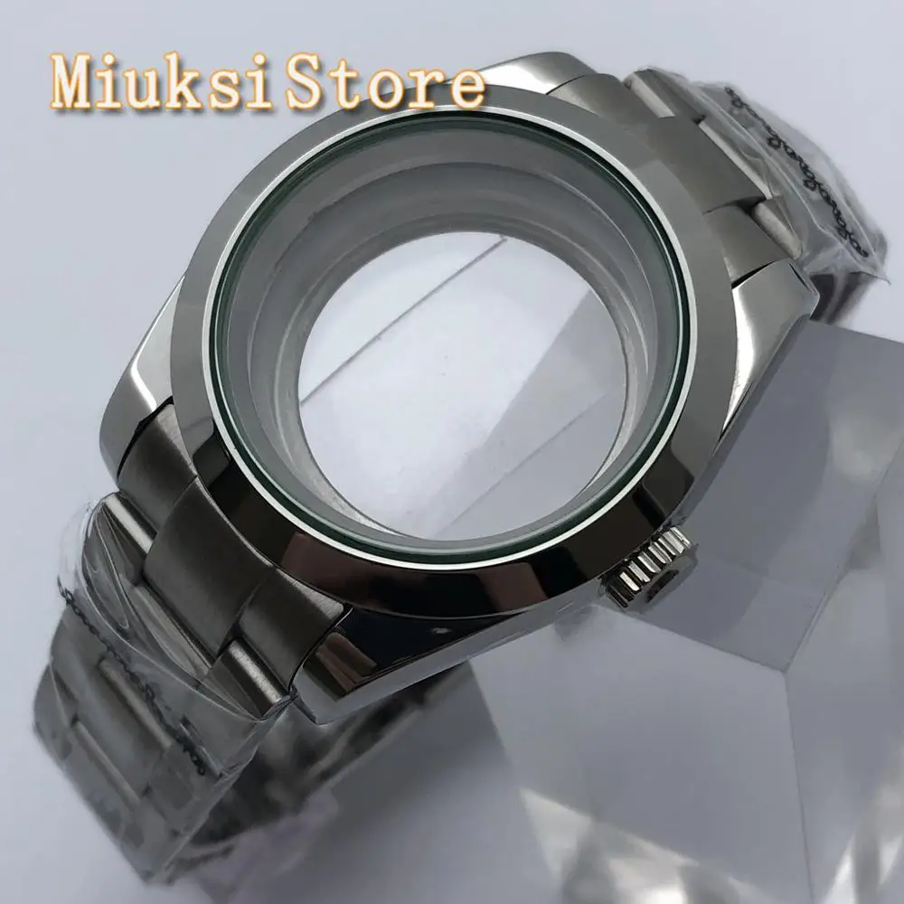 

40mm sterile silver Watch case sapphire glass fit NH35 NH36 ETA2836 2824 Miyato 8215 8205 821A Mingzhu2813 3804 movement