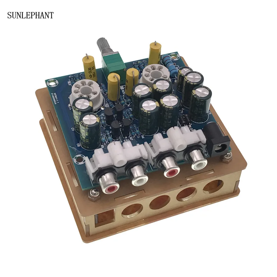 Tube 6J1 Preamp Board Module Preamplifier Kit DIY + Acrylic DIY Case Cover Shell for 6J1