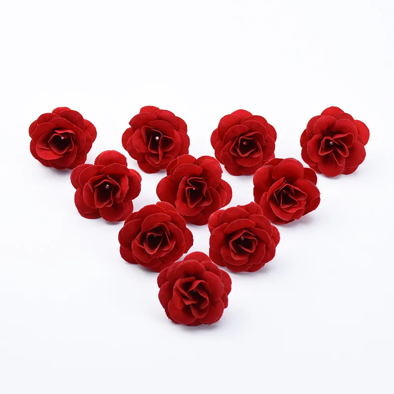 10pcs Silk red roses head Valentine decor for home scrapbook wedding bridal accessories clearance diy gifts Artificial flowers