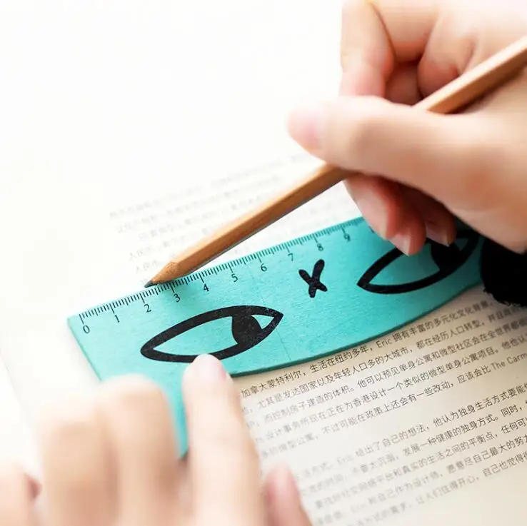 15cm Fresh Candy Color Cute Cat Wooden Ruler Measuring Straight Ruler Tool Promotional Gift Stationery