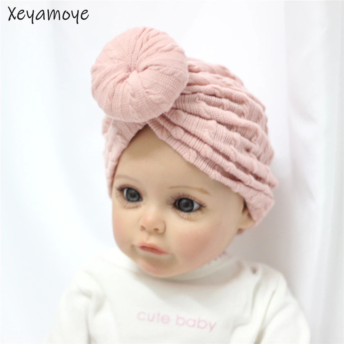 Waffle Printed Beanies for Newborn Knotted Baby Hat Baby Girl Bonnet Hats Turban Soft Elastic Infant Kids Caps Boy Headwrap