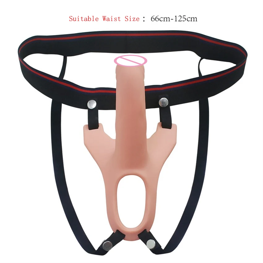 APHRODISIA Bigger Longer Strap on Dildo with Hole Silicone Hollow Dildo Strapon Harness Penis Enlarger Extender Sex Toys for Man