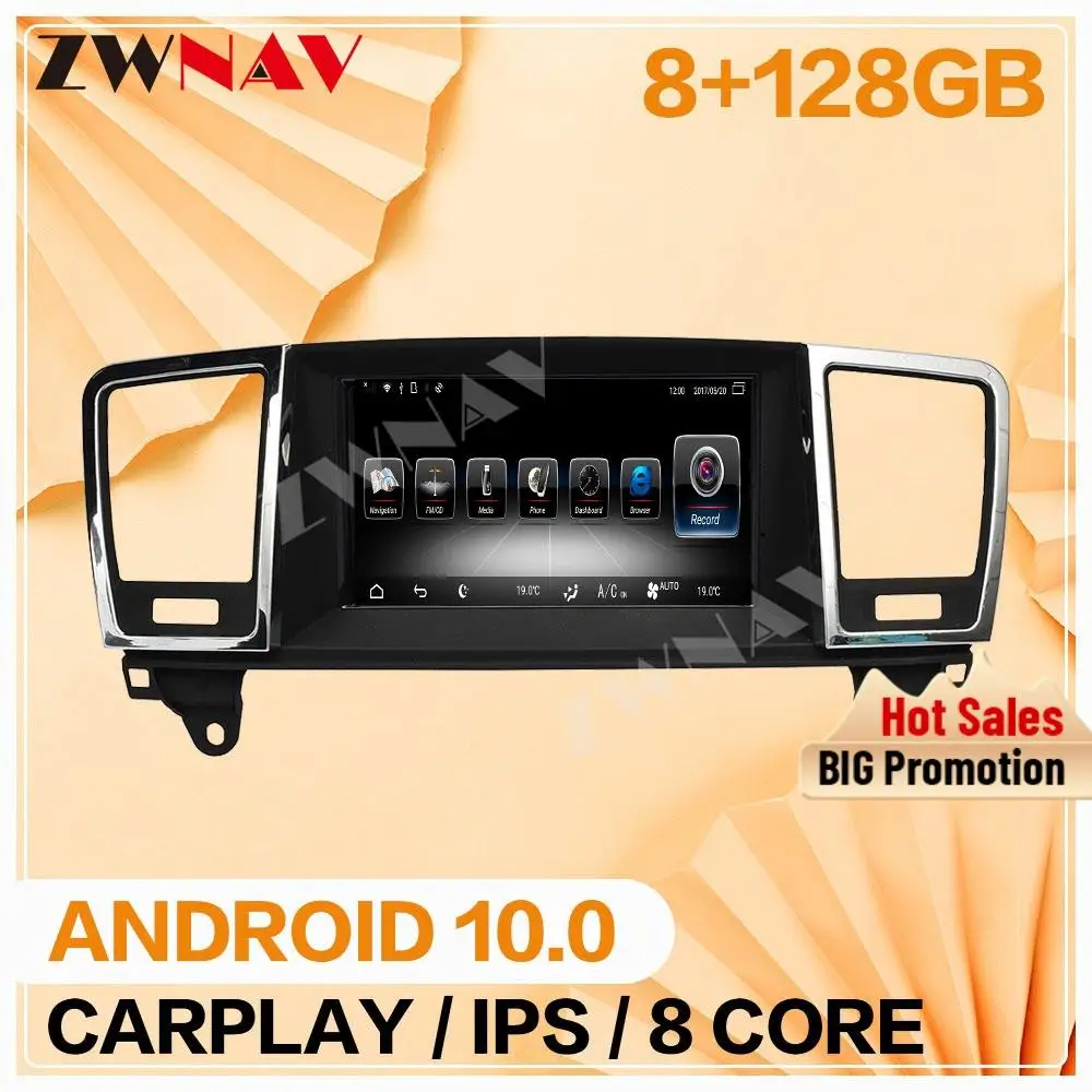 For Mercedes Benz ML 2013 Carplay 8+128G Android 10.0 Screen Multimedia Player GPS Navi Radio Stereo Cassette Recorder Head Unit