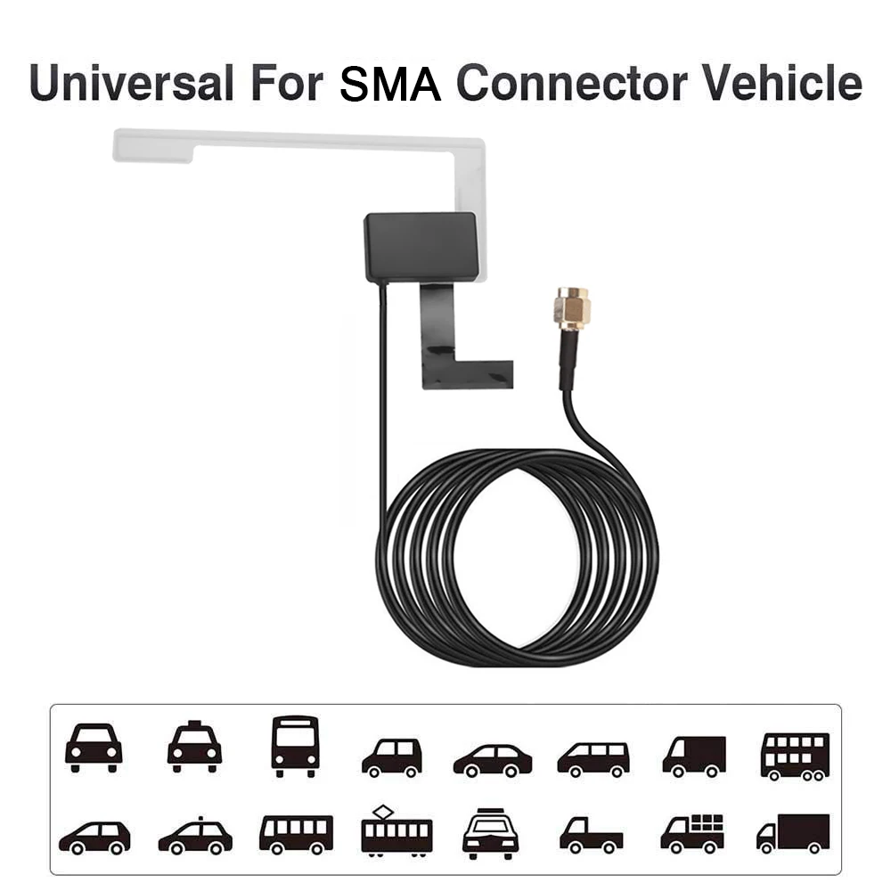 kebidumei Universal SMA SMB Connector Vehicle Active Antenna DAB Digital Car Radio Aerial with RF Amplifier Strong Stable Signal