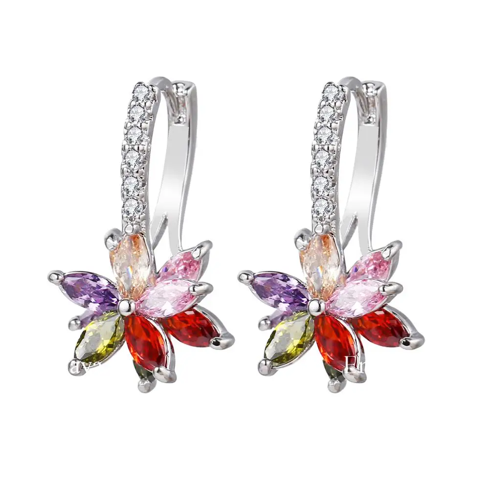 Emmaya Fascinating New Earring For Female Double Layer Cubic Zircon Multicolor Choice Charming Jewelry Fashion Statement