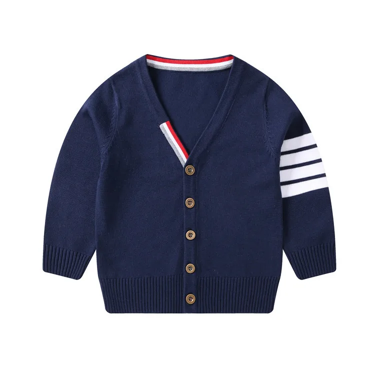 Suéter de punto con cuello en V para niños, cárdigan de punto a rayas, Top de Navidad, TP19031, nuevo, Otoño e Invierno