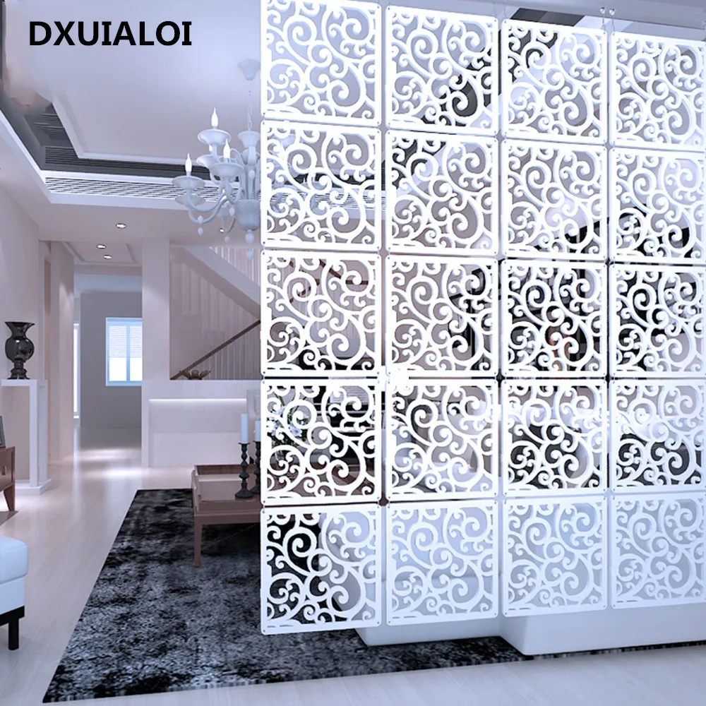 

12 -piece 29x29 Cm Hanging Screens Living Room Parts Of Panels Partition Wall Art Diy Decoration White Wood Plastic yarn