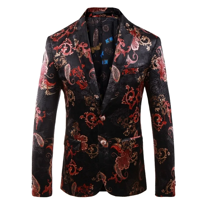 

Digital Printing Men's Suit Long Sleeve Suit Jacket Fashion Design Men Slim Blazer Jacket Fashion Casual Party Two Button Coat