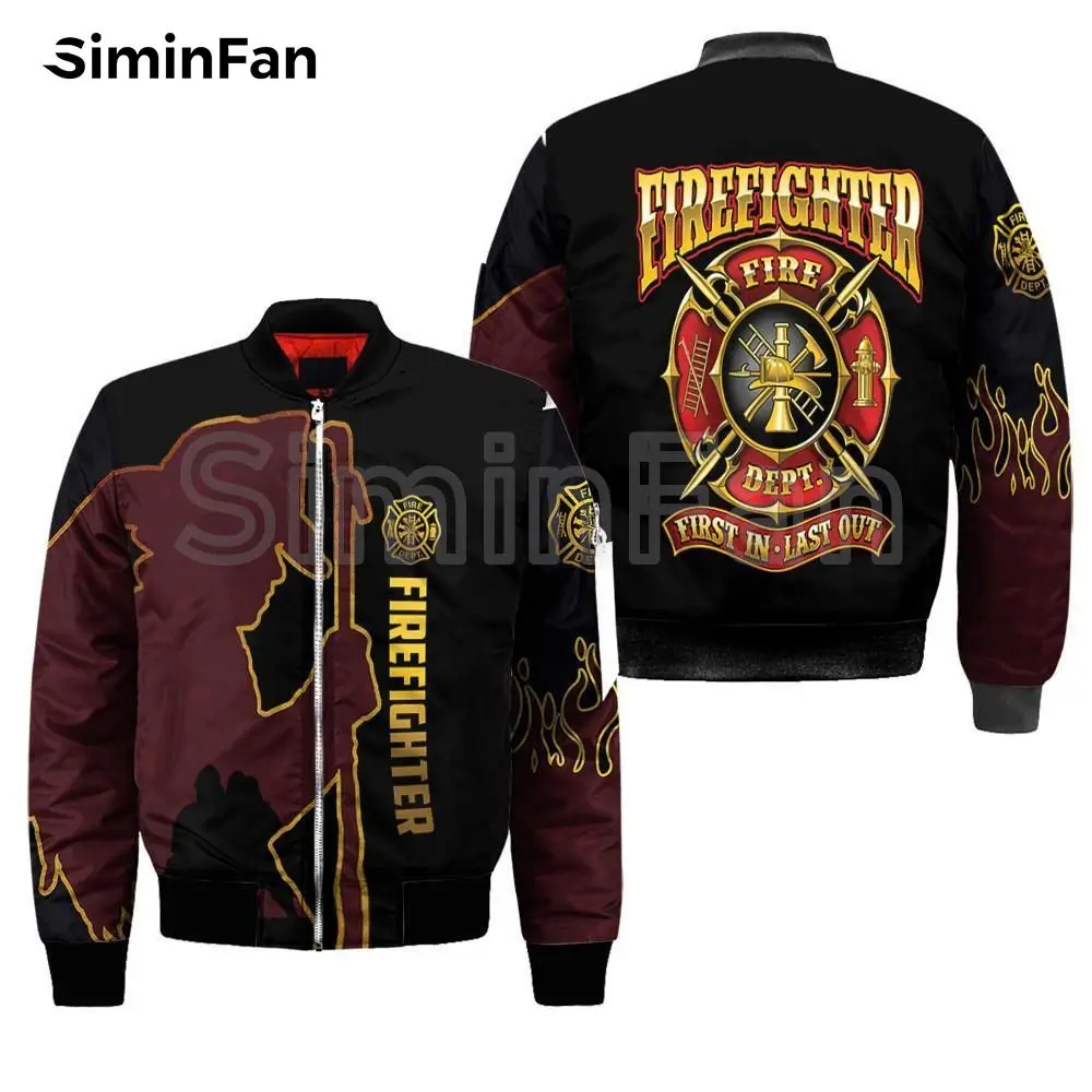 

Firefighter Tattoo 3D Printed Mens Casual Bomber Jackets Unisex Punk Flight Jacket Harajuku Women Streetwear Winter Thick Coats