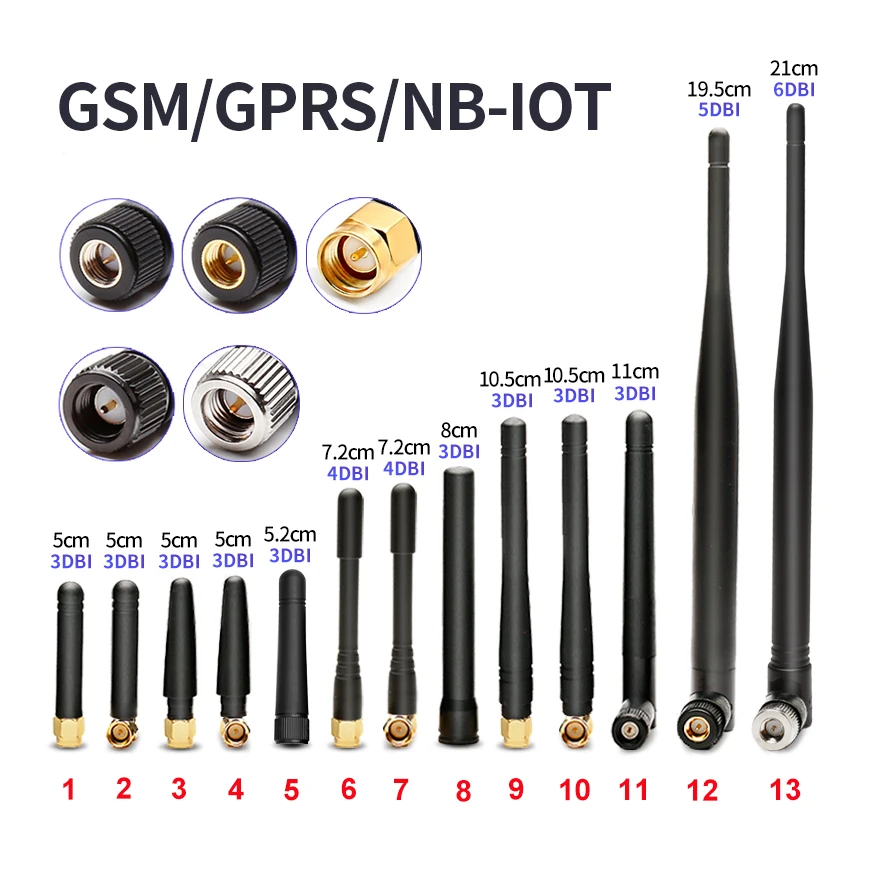 2pcs GPRS GSM 2G 3G NB-IoT Antenna External with SMA male High gain Vertical For SIM800C SIM800F SIM868 SIM808 SIM800H SIM900