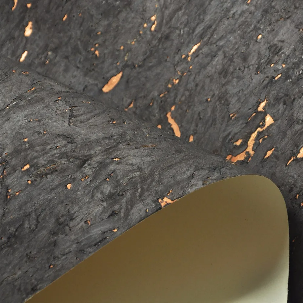 

MYWIND 0.91*5.5M/Roll New Products Latest Design Black Cork Wallpaper With Rose Gold Metallic Living And Hotel Decoration