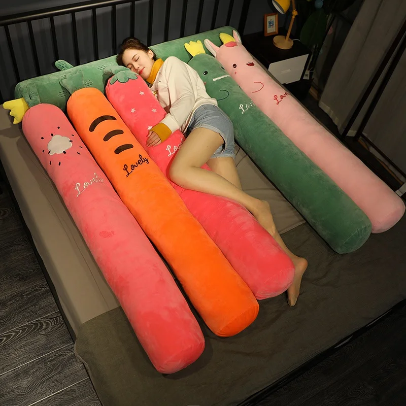 110-160CM Fruits Plush Long Pillow Vegetables Strawberry Carrot Watermelon Soft Stuffed Animals Unicorn Dolls Sofa Seat Cushions