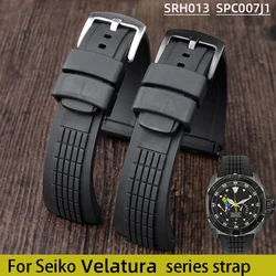 Rubber WatchBand For Seiko VELATURA/SRH 006 013 SPC007 Waterproof  26mm  Black Silicone With Stainless Steel Buckle Sports Strap