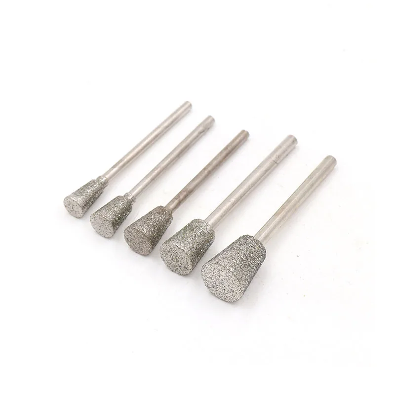 5 Stks/set 2.35Mm Shank Diamant Slijpen Naald Hoofd Gecoat Gemonteerd Bit Cutter Jade Carve Gereedschap Graveren Rotary Burr Dremel tool