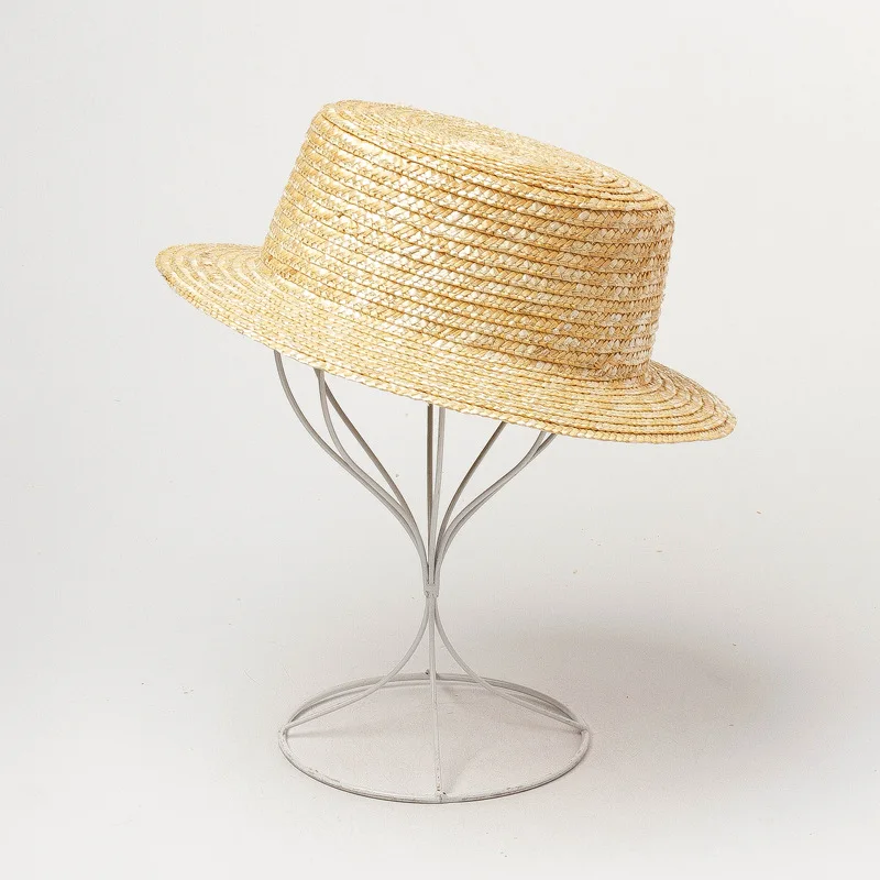 Customized Solid Color Straw Hat Boater Cap Summer Fedoras Beach Sun Hat Mateial Top Hat Craft Fascinator Base