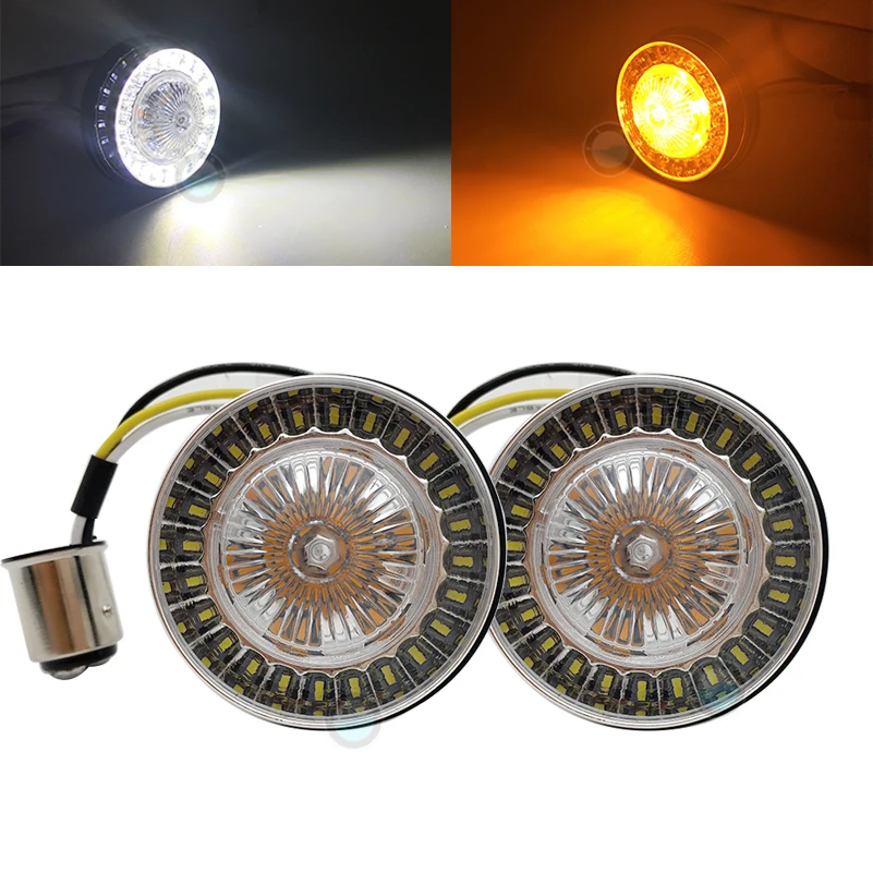 

2pcs bullet 1157 LED Inserts Turn Signal Light LED Panel For Sportster 883 1200 XL Softail Dyna 11-17 Touring Tri Glide