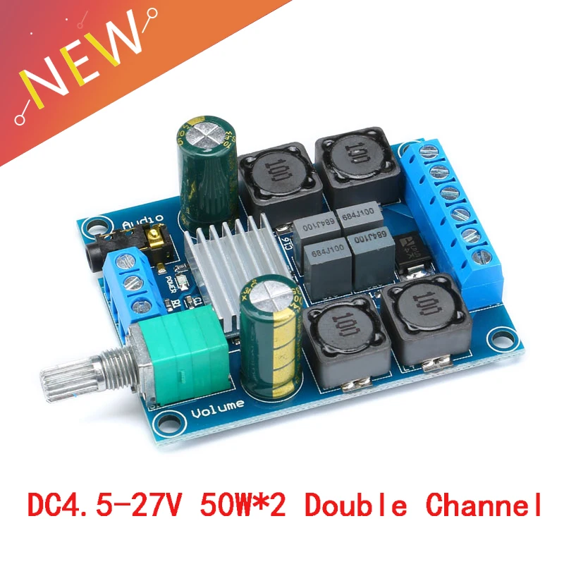 50Wx2 TPA3116D2 Dual Channel DC 4.5-27V Digital Power Amplifier Board Two Channel Stereo High Efficiency 50W + 50W