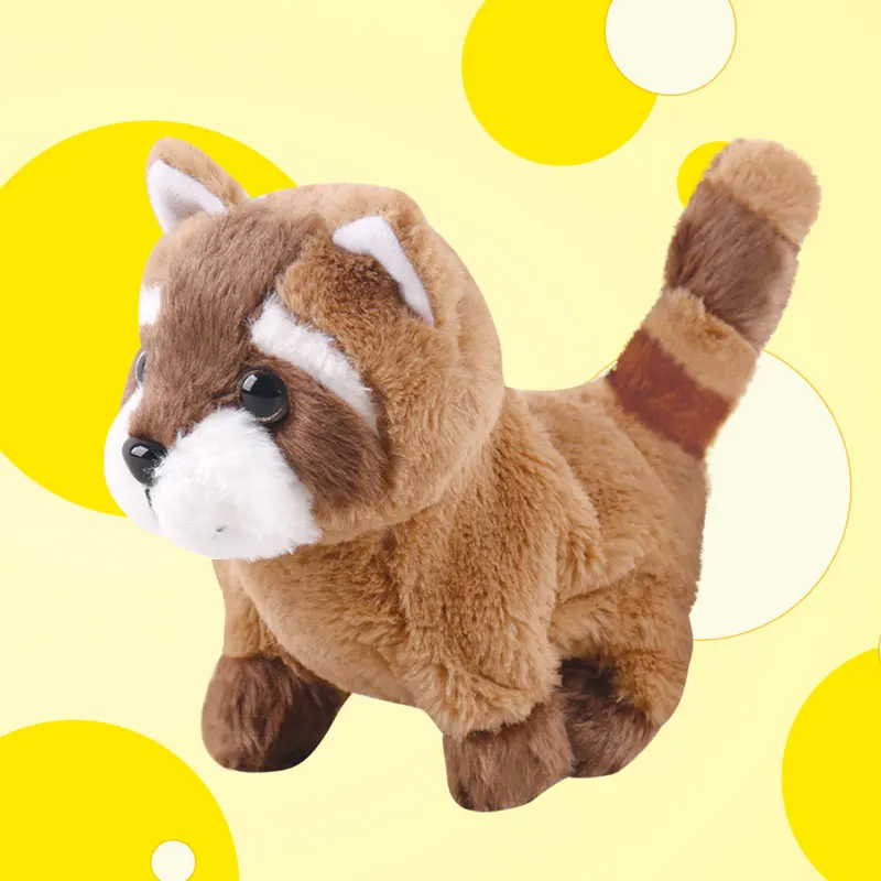 Brinquedo de pelúcia eletrônico raccoon caminhada robô animal elétrico procyon lotor animal estimação com música urso engraçado brinquedos para