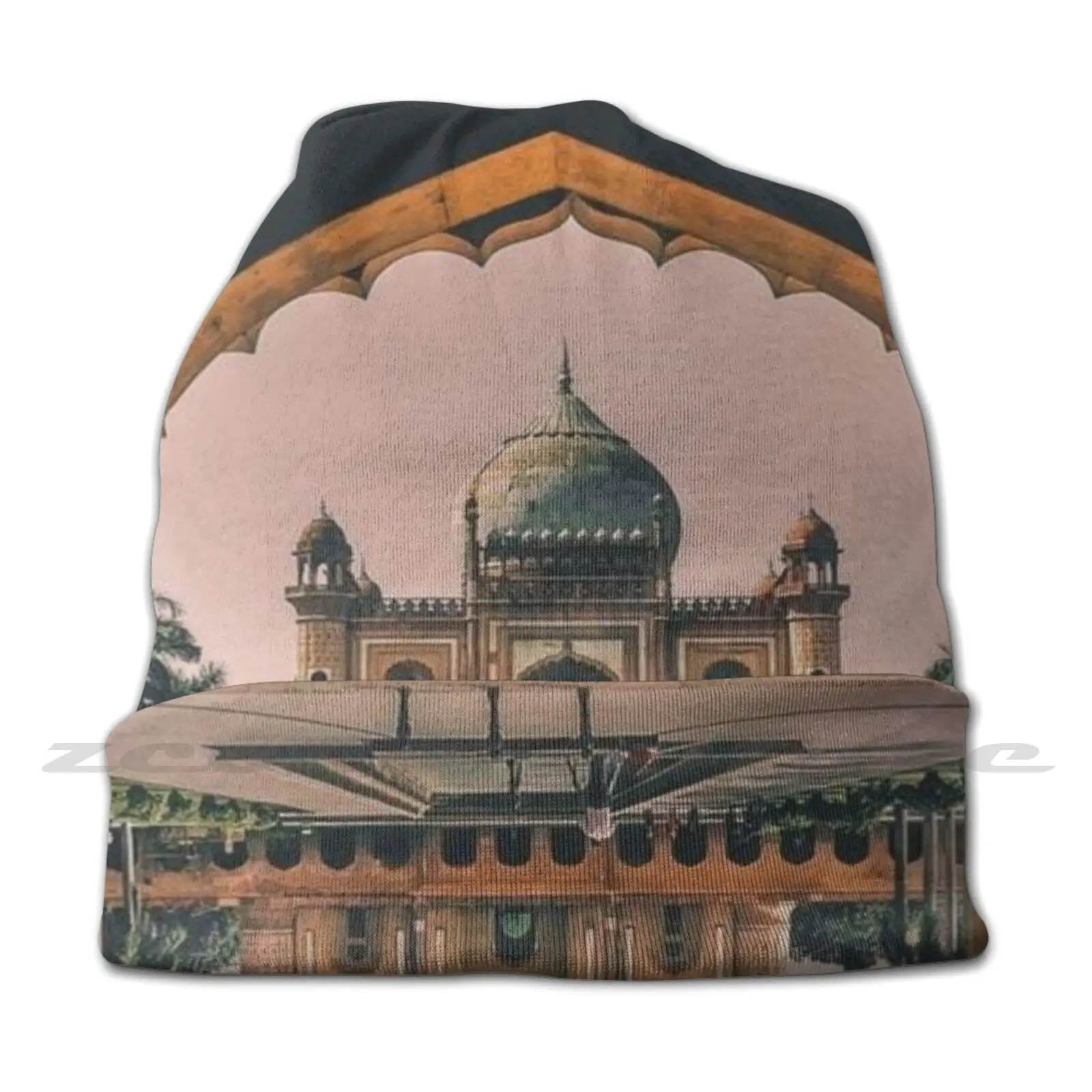 A View Of Taj Mahal Diy Pullover Cap Knit Hat Plus Size Keep Warm Elastic Soft Building Beautiful Asia Landmark Tourist