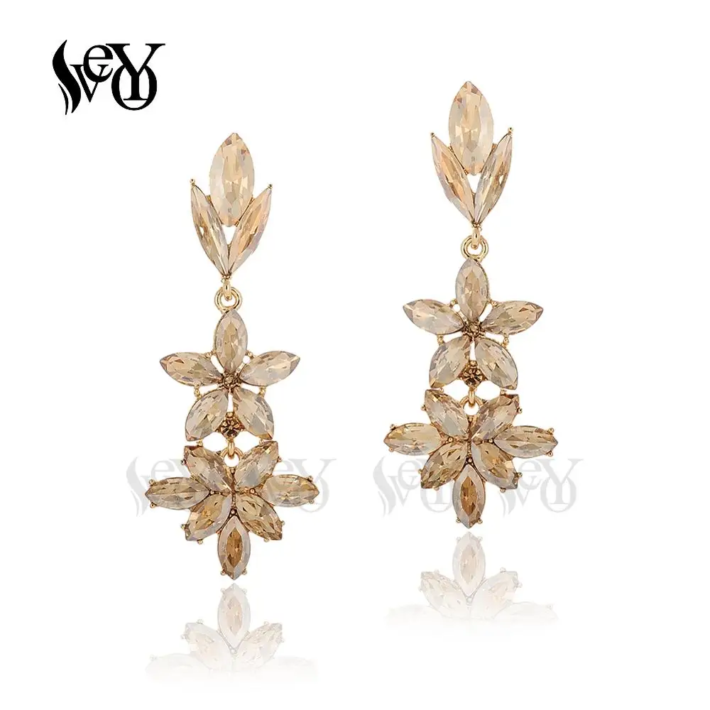 VEYO Crystal Earrings Geometry Drop Earrings for Women 2 Color Fashion Jewelry Brincos Gift Wholesale