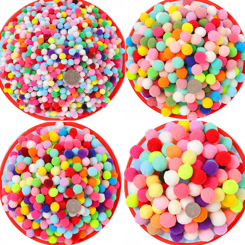 Mixed Soft Round Shaped Pompom Balls Fluffy Pom Pom Furball Handmade for DIY Crafts Home Decor Sewing Supplies 8/10/15/20/25/30m