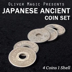 Japanese Ancient Coin Set (4 Coins 1 Shell) by Oliver Magic Tricks Coin Vanish Magia Close Up Illusion Gimmicks Mentalism Prop