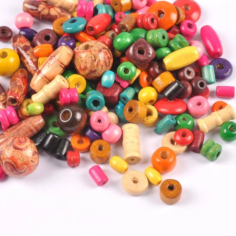 50pcs Mixed color Mixed style Wooden Spacer Beads For Jewelry making For Home Furnishing decoration MT2250