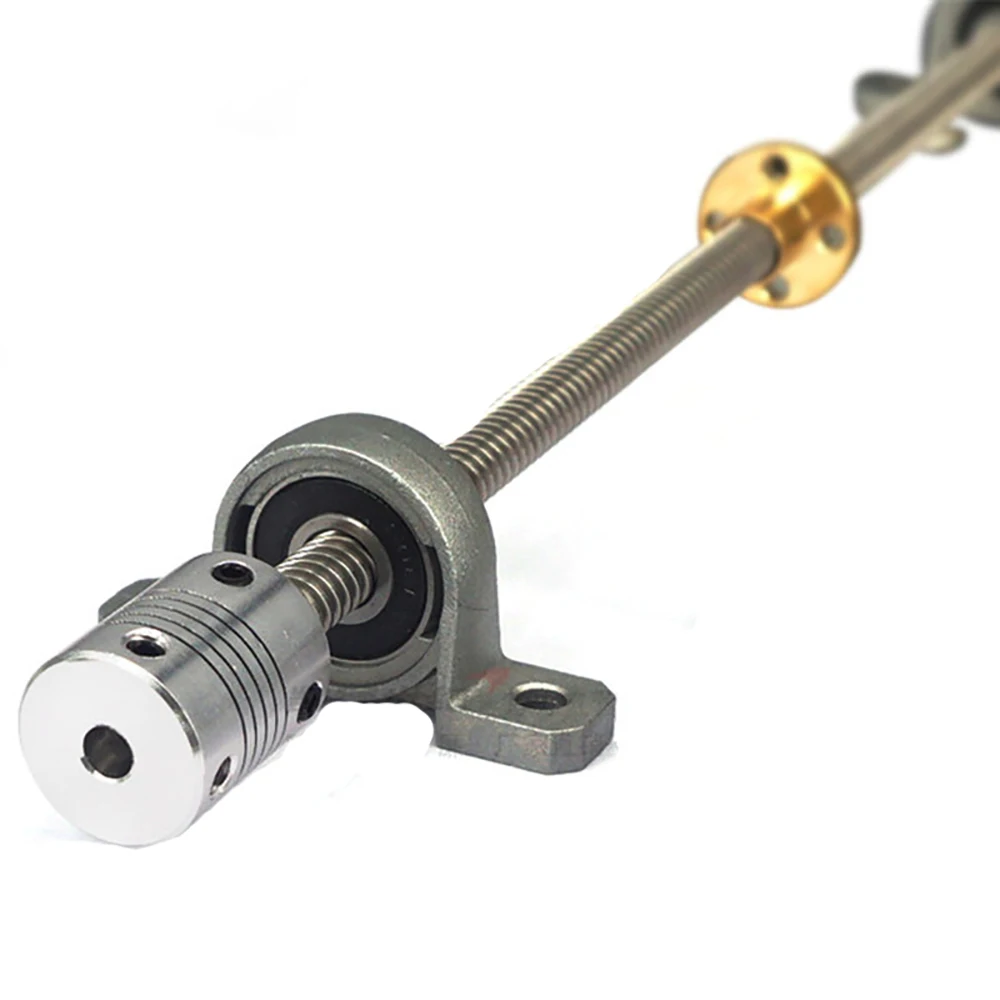 T8 Lead Screw Set Lead 2mm 300 500 1000 1200mm With Nut+KP08 Vertical Bearing Bracket+D19L25 5*8 Mm Coupling For 3D Printer Part
