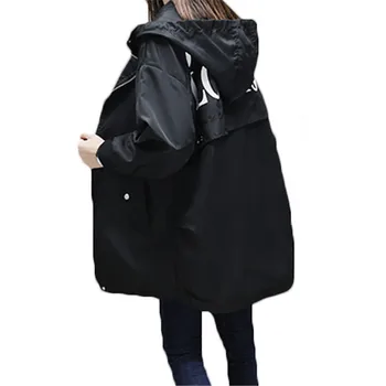 2022 new spring autumn long trench coats women clothing casual hooded BF windbreaker coats female outerwear N535