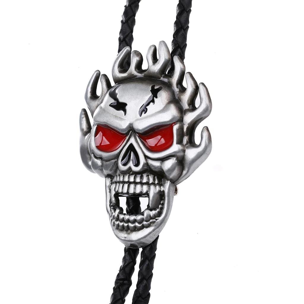 Flame ghost head bolo tie western accessories fashion metal tie clip fashion tie western cowboy bolo tie