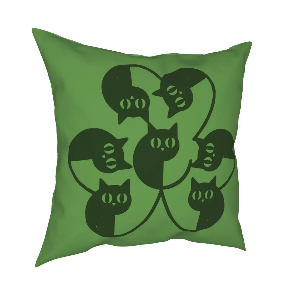 Catrock St Patrick's Day Square Pillow Case Polyester Decorative Pillow Irish Saint Paddys Shamrock Cat Custom Pillowcase