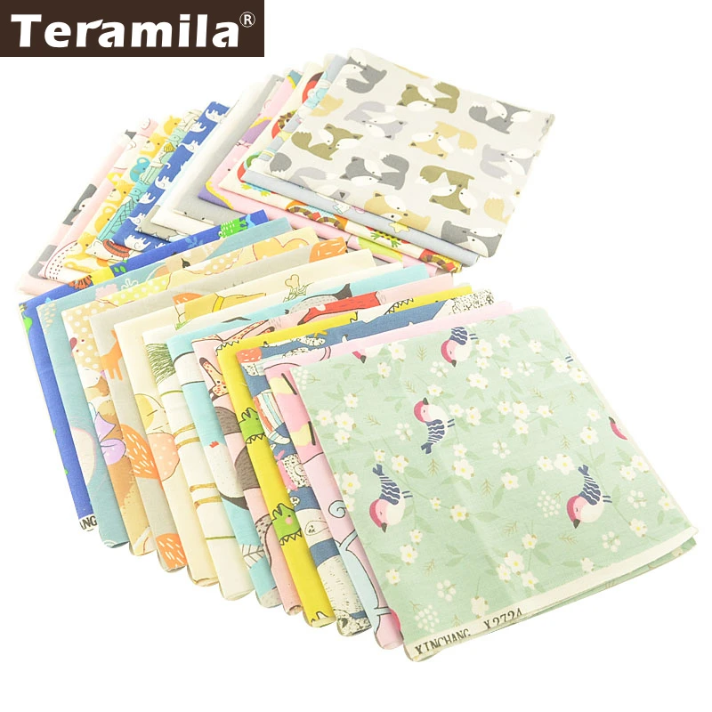 Teramila 32x32cm Fat Quarter 100% Cotton Fabric Animal Design Telas DIY Patchwork Baby Cloth Tissus Pillow Quilts, 12.5x12.5in
