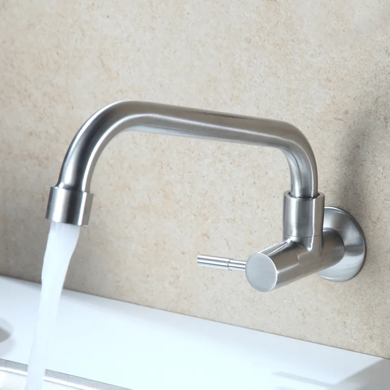 Single Cold Kitchen Faucets SDSN 304 Stainless Steel Cold Kitchen Sink Mixer Tap Inwall Mounted Single Cold Kitchen Mixer Faucet