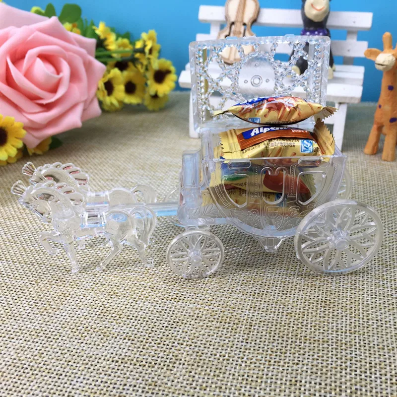 2PCS Birthday Party Wedding Favors And Gifts Package Cinderella Carriage Royal Plastic Candy Box Activity Decoration